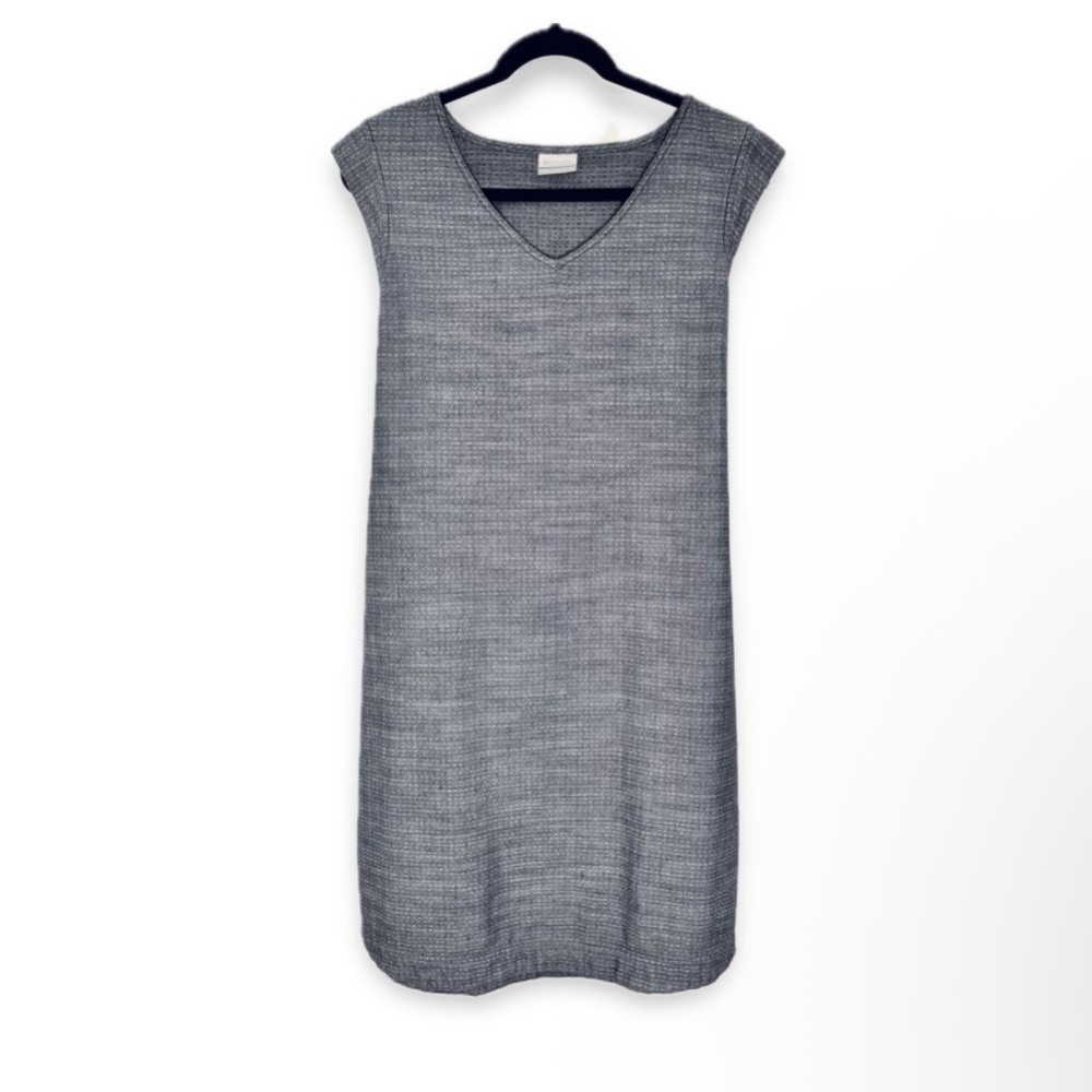 Columbia Sportswear Organic Cotton Sleeveless Dress Blue/Gray Tie Waist Pockets